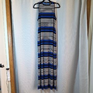 Bisou Bisou Striped Blue and Black Maxi Dress 14